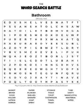 Printable Bathroom Word Search