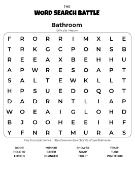 Printable Bathroom Word Search