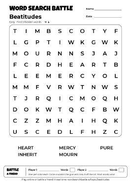 Printable Beatitudes Word Search