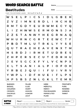 Printable Beatitudes Word Search