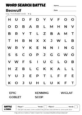 Printable Beowulf Word Search