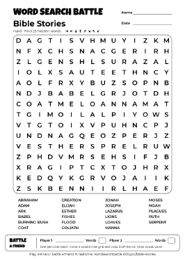 Printable Bible Stories Word Search