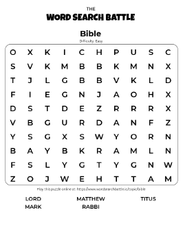 Printable Easy Bible Word Search