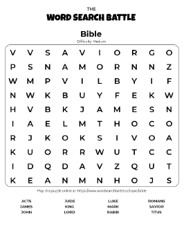 Printable Bible Word Search Preview