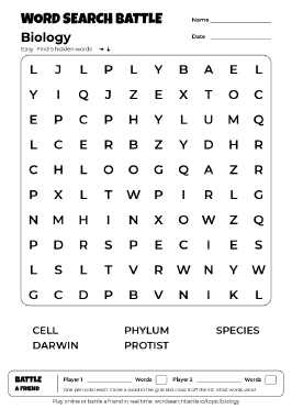 Printable Biology Word Search