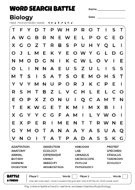 Printable Biology Word Search