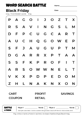 Printable Black Friday Word Search