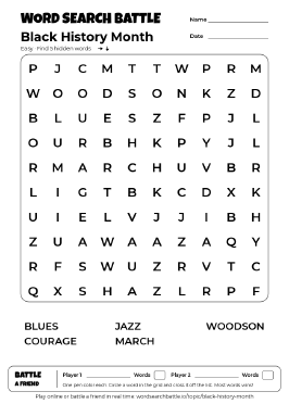 Printable Black History Month Word Search