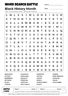 Printable Black History Month Word Search