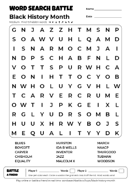 Printable Black History Month Word Search