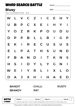 Printable Bluey Word Search
