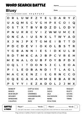 Printable Bluey Word Search