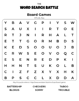 Board Games Word Search