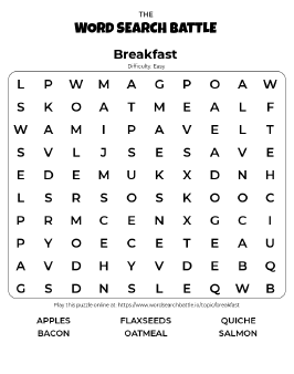 Printable Breakfast Word Search