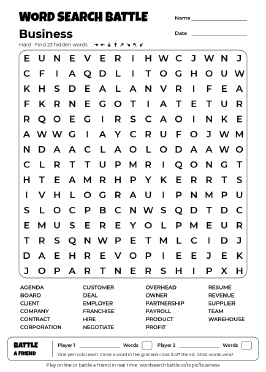 Printable Business Word Search