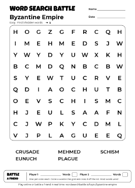 Printable Easy Byzantine Empire Word Search