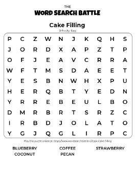 Printable Easy Cake Filling Word Search