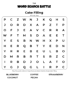 Printable Cake Filling Word Search