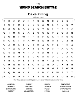 Printable Hard Cake Filling Word Search