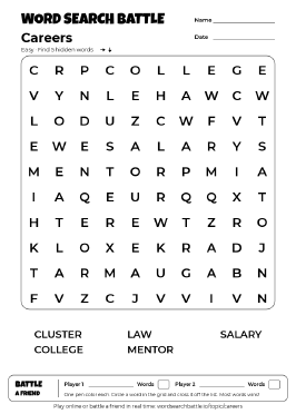 Printable Careers Word Search