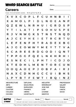 Printable Careers Word Search