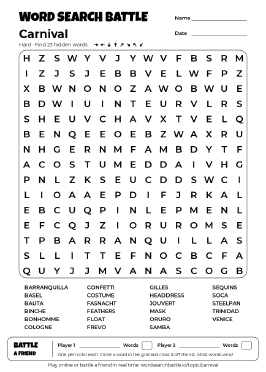 Printable Carnival Word Search