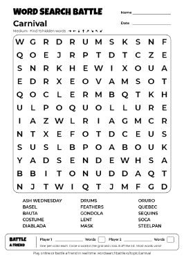 Printable Carnival Word Search