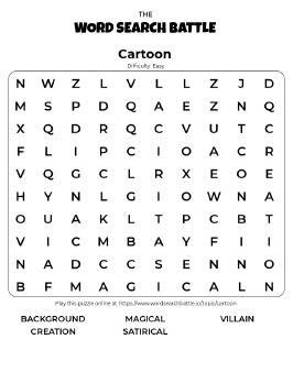 Printable Cartoon Word Search