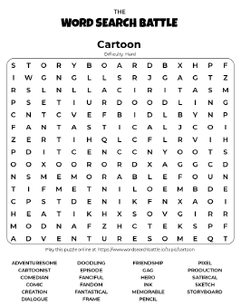 Printable Cartoon Word Search