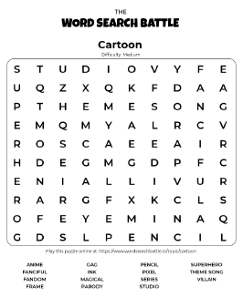 Printable Cartoon Word Search
