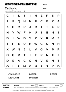 Printable Catholic Word Search
