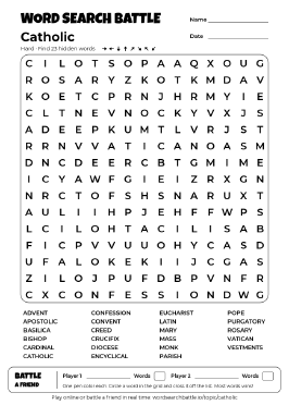 Printable Catholic Word Search