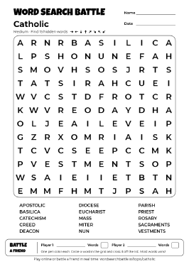 Printable Catholic Word Search