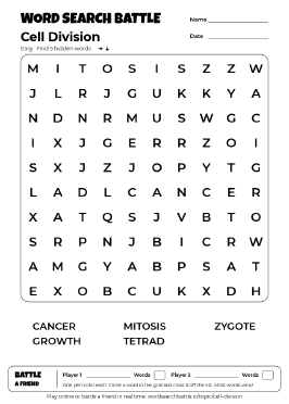 Printable Cell Division Word Search