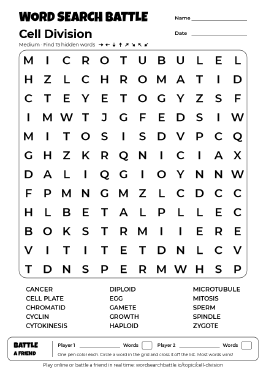 Printable Cell Division Word Search