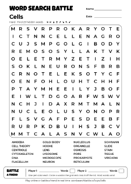 Printable Cells Word Search