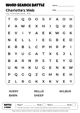 Printable Charlotte's Web Word Search