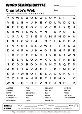 Printable Charlotte's Web Word Search