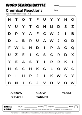Printable Chemical Reactions Word Search