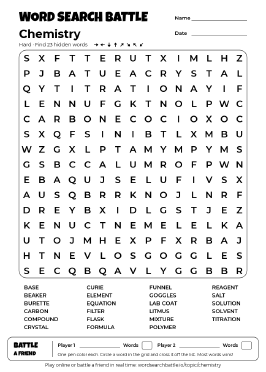 Printable Chemistry Word Search
