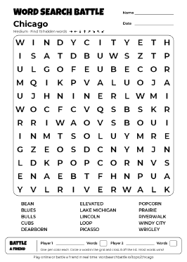 Printable Chicago Word Search