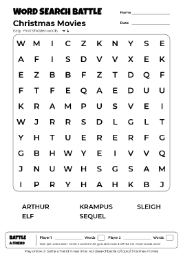 Printable Christmas Movies Word Search