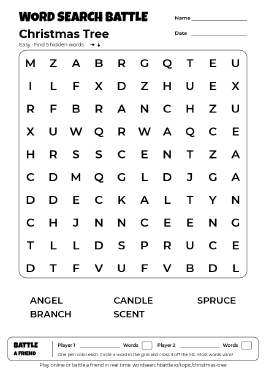 Printable Christmas Tree Word Search