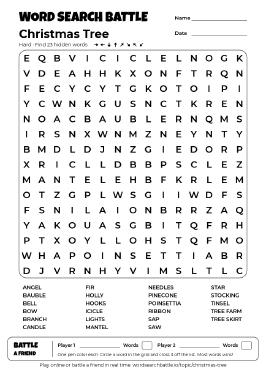 Printable Christmas Tree Word Search