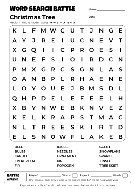 Printable Christmas Tree Word Search