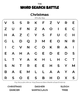 Printable Easy Christmas Word Search