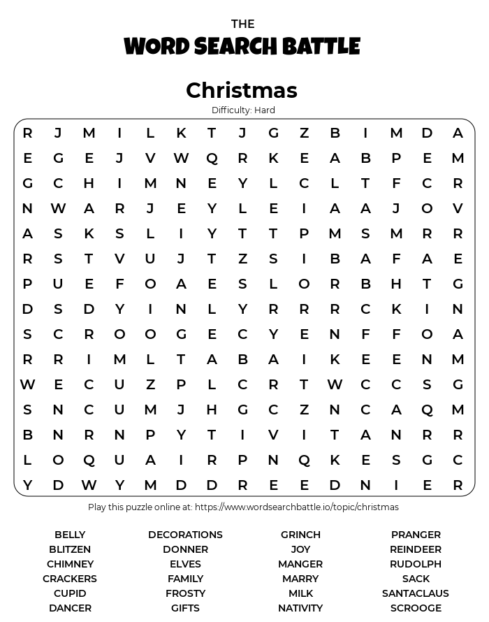 Hard Printable Word Search Puzzles The Word Search Battle