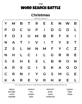 Printable Christmas Word Search Preview