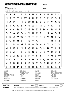 Printable Church Word Search