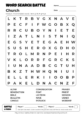 Printable Church Word Search
